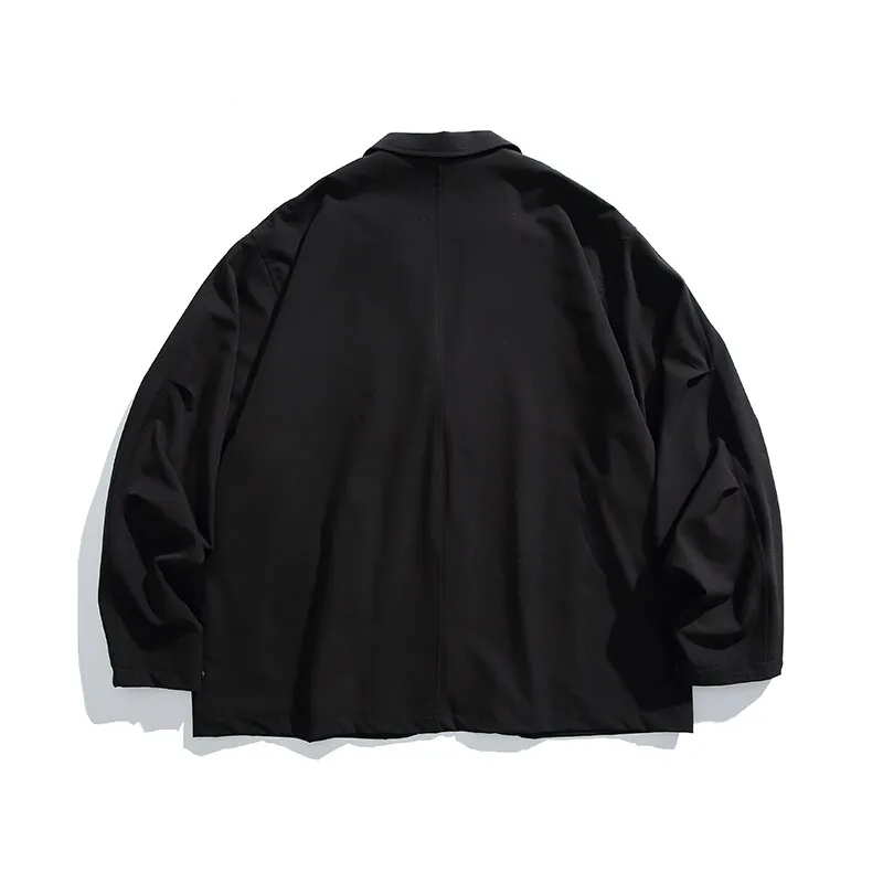 Men's Streetwear Outdoor Fashion Loose Casual Oversize Suit Blazer Cargo Jacket Cityboy Spring Autumn Coat Blazer for Men