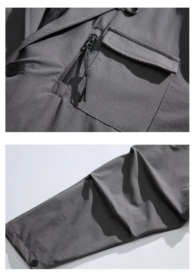 Men's Streetwear Outdoor Fashion Loose Casual Oversize Suit Blazer Cargo Jacket Cityboy Spring Autumn Coat Blazer for Men