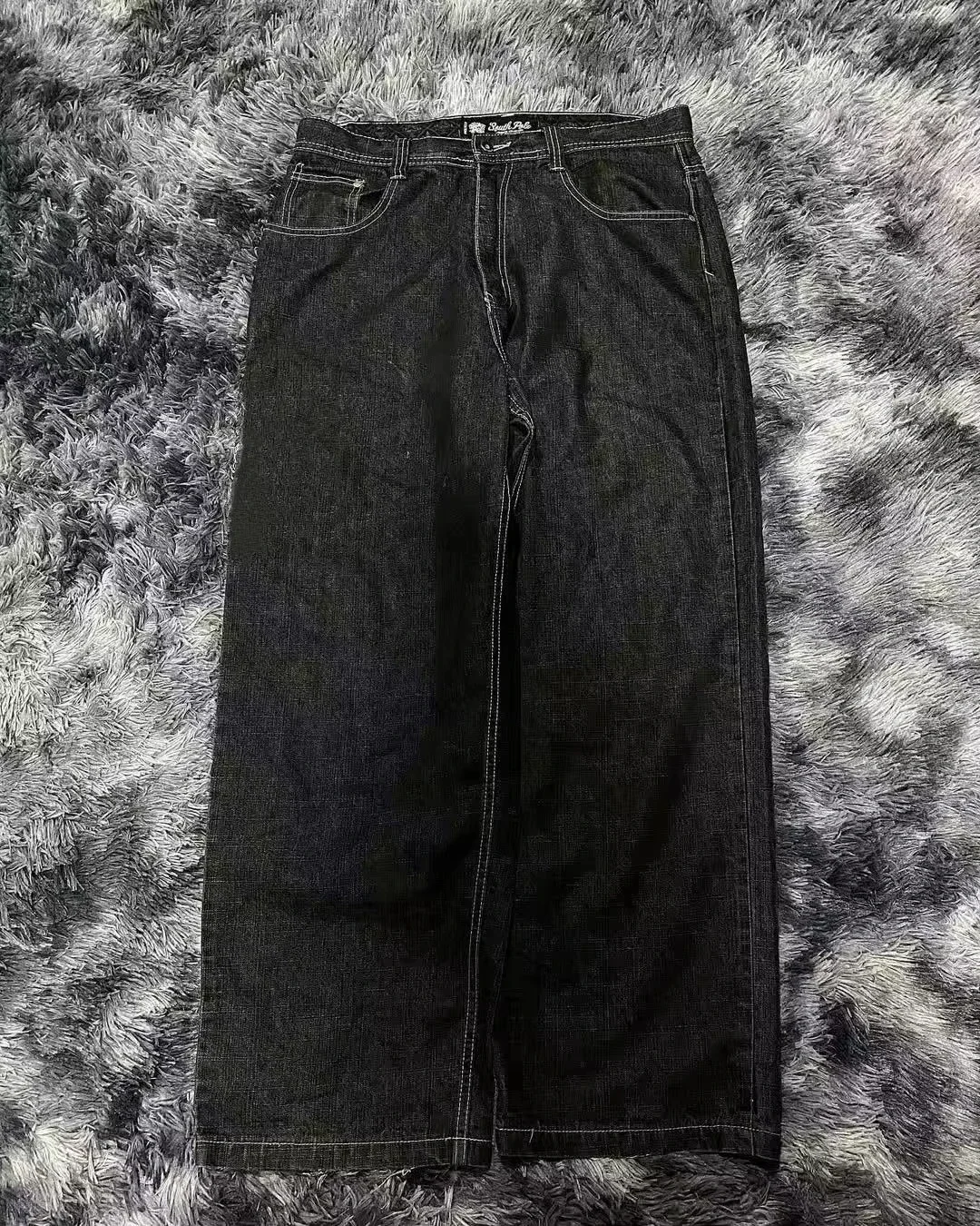 2025 New Style Retro Street Trend Letter Embroidery Loose Denim Pants for Men - Y2K Hip-Hop Extra Large Wide Leg Pants