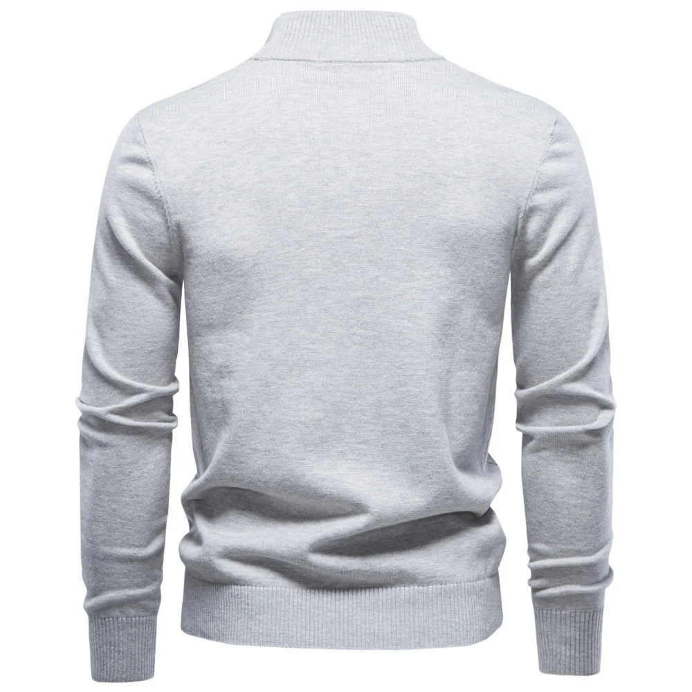 AIOPESON Men Cotton Half Zip Mock Neck Pullover Argyle Knitwear Ribbed Cuffs Slim Fit Smart Casual Business Fall Winter Sweater