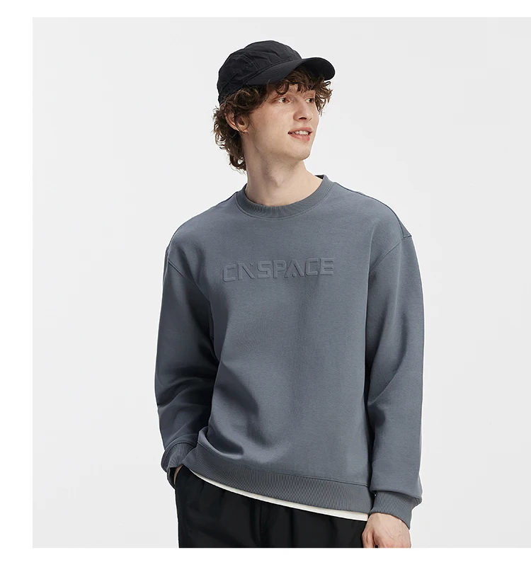 Semir Men Sweatshirt Faux Two Piece Hem Crew Neck Pullover Soft Cotton Feel Casual Style Autumn Knit Top Daily Wear 2026