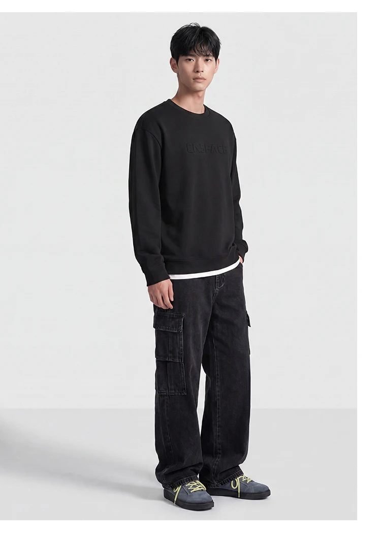 Semir Men Sweatshirt Faux Two Piece Hem Crew Neck Pullover Soft Cotton Feel Casual Style Autumn Knit Top Daily Wear 2026