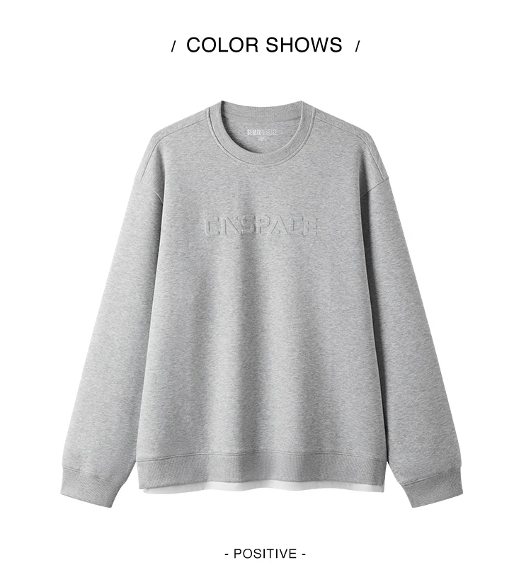 Semir Men Sweatshirt Faux Two Piece Hem Crew Neck Pullover Soft Cotton Feel Casual Style Autumn Knit Top Daily Wear 2026