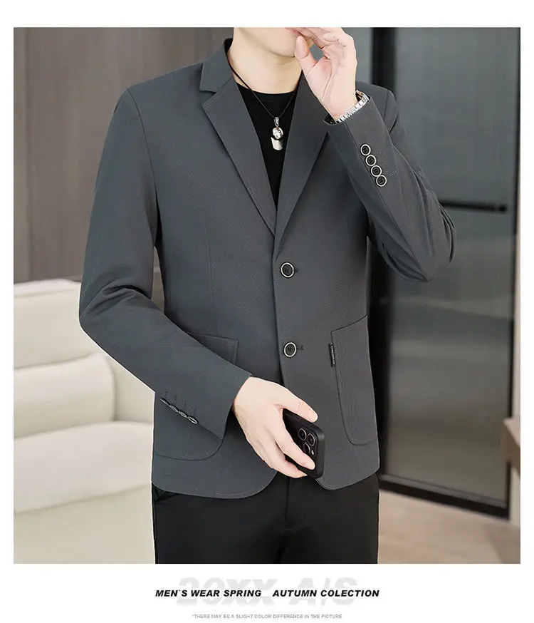 Men's Slim Fit Two-Button Casual Suit Spring Autumn Middle-aged Dad's Single West Coat Fashionable Casual Wear