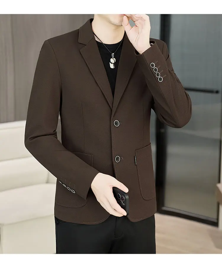Men's Slim Fit Two-Button Casual Suit Spring Autumn Middle-aged Dad's Single West Coat Fashionable Casual Wear