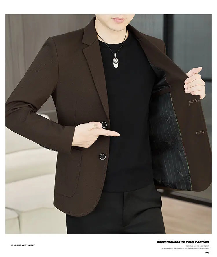 Men's Slim Fit Two-Button Casual Suit Spring Autumn Middle-aged Dad's Single West Coat Fashionable Casual Wear