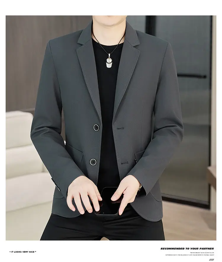 Men's Slim Fit Two-Button Casual Suit Spring Autumn Middle-aged Dad's Single West Coat Fashionable Casual Wear