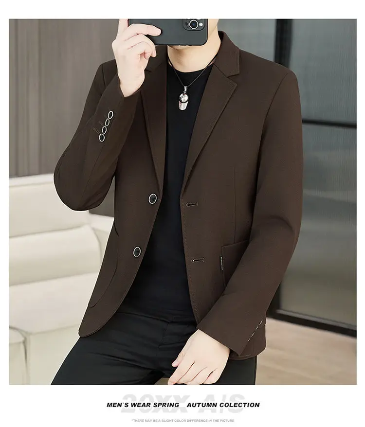 Men's Slim Fit Two-Button Casual Suit Spring Autumn Middle-aged Dad's Single West Coat Fashionable Casual Wear