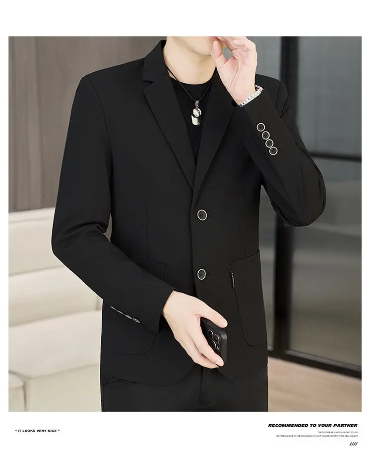 Men's Slim Fit Two-Button Casual Suit Spring Autumn Middle-aged Dad's Single West Coat Fashionable Casual Wear