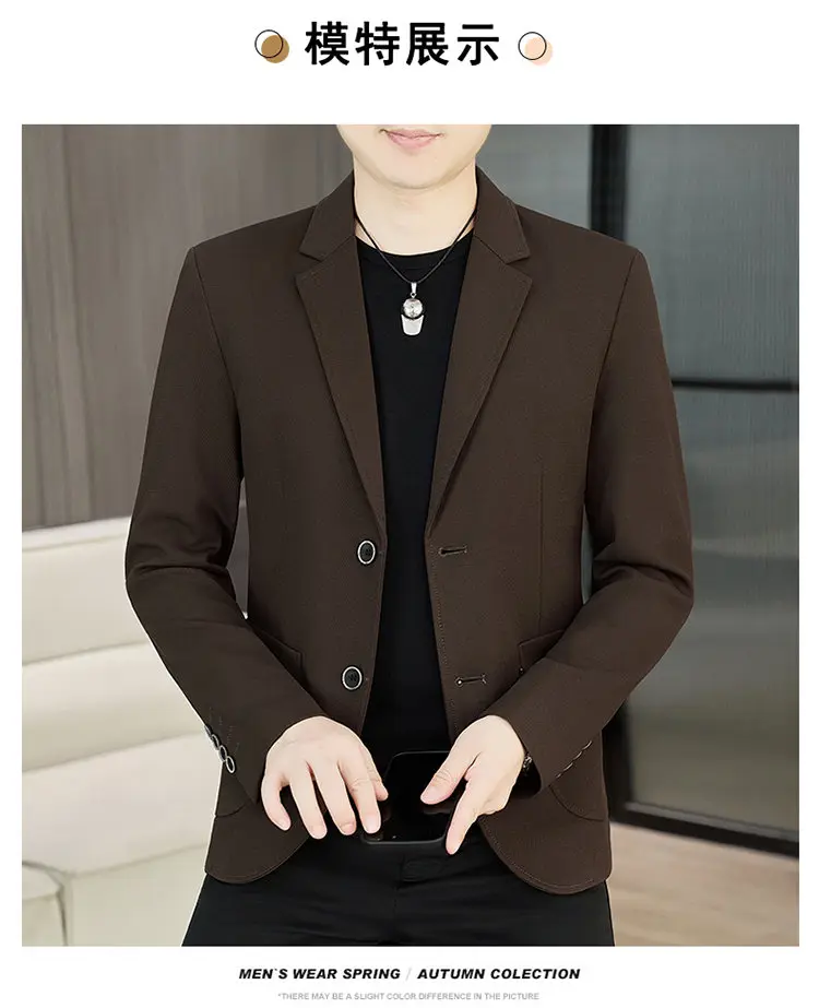 Men's Slim Fit Two-Button Casual Suit Spring Autumn Middle-aged Dad's Single West Coat Fashionable Casual Wear
