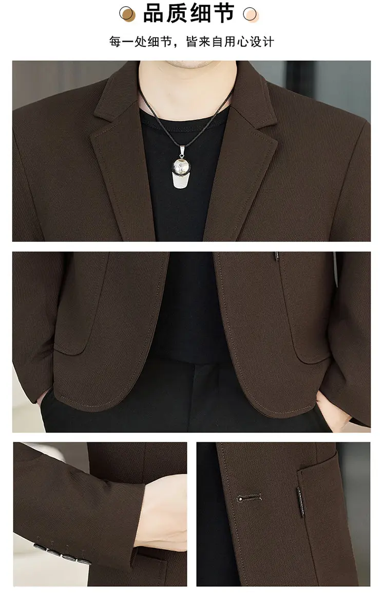 Men's Slim Fit Two-Button Casual Suit Spring Autumn Middle-aged Dad's Single West Coat Fashionable Casual Wear