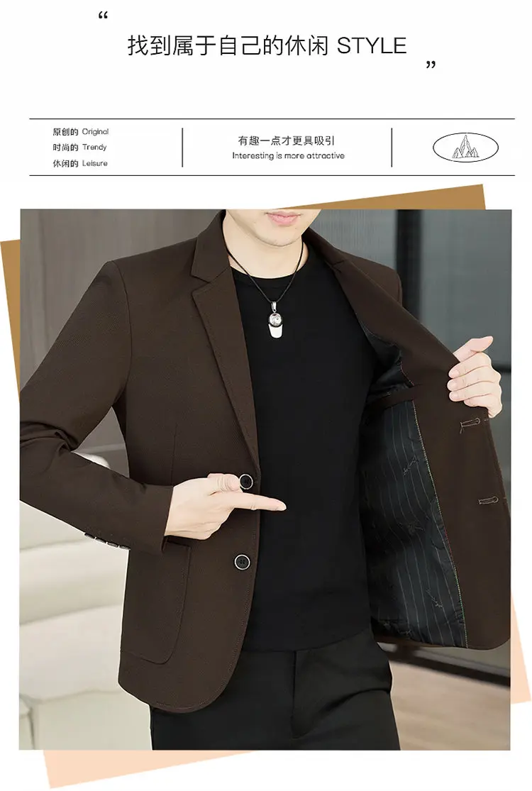 Men's Slim Fit Two-Button Casual Suit Spring Autumn Middle-aged Dad's Single West Coat Fashionable Casual Wear