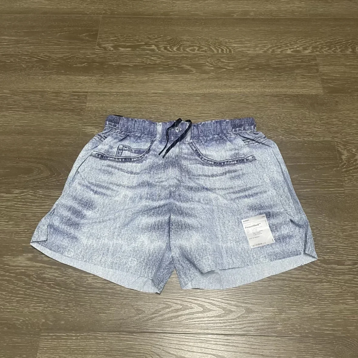 Satisfy PeaceShell Denim Digital Print Breathable Athletic Shorts