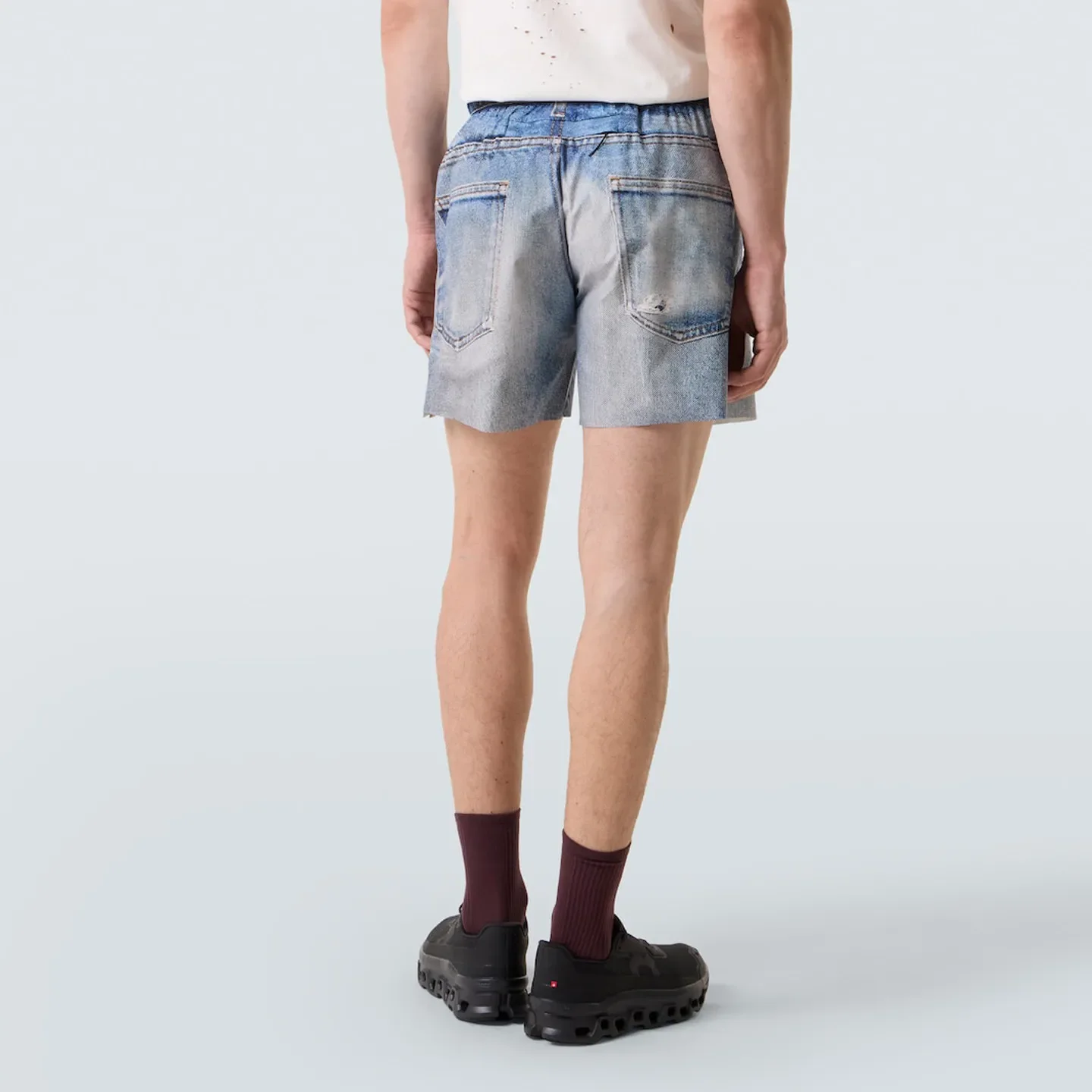 Satisfy PeaceShell Denim Digital Print Breathable Athletic Shorts