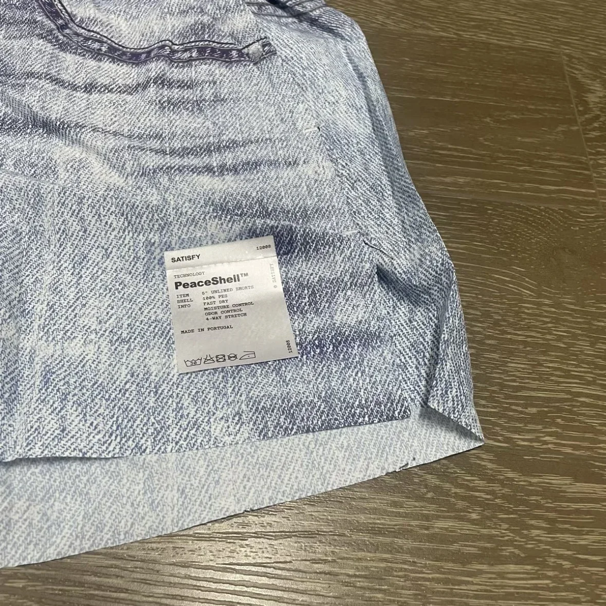 Satisfy PeaceShell Denim Digital Print Breathable Athletic Shorts