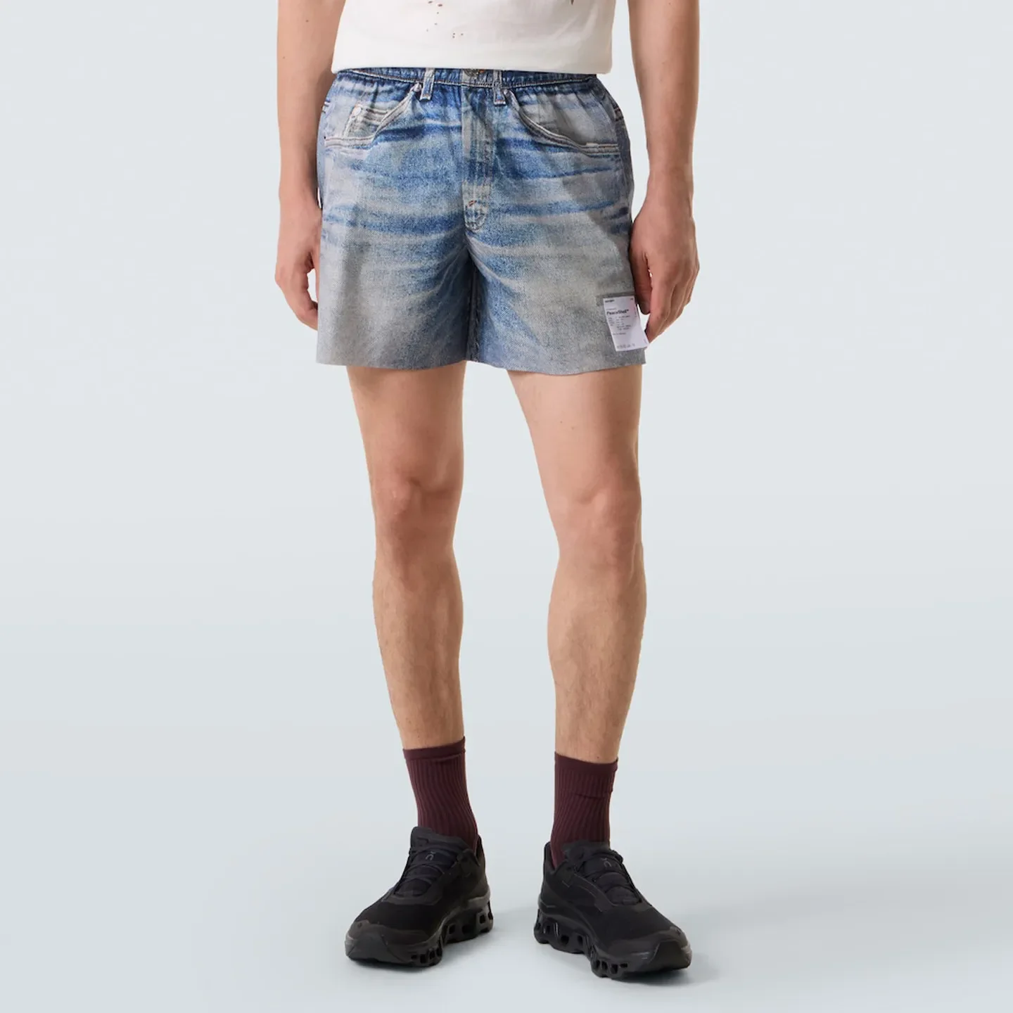 Satisfy PeaceShell Denim Digital Print Breathable Athletic Shorts