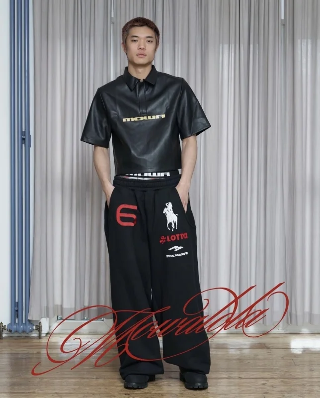 Angel Warhorse Embroidered American Retro Wide-leg Corset Sweatpants Baggy Fit Men Jogger Pants Trousers