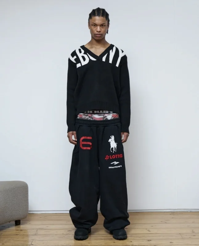 Angel Warhorse Embroidered American Retro Wide-leg Corset Sweatpants Baggy Fit Men Jogger Pants Trousers