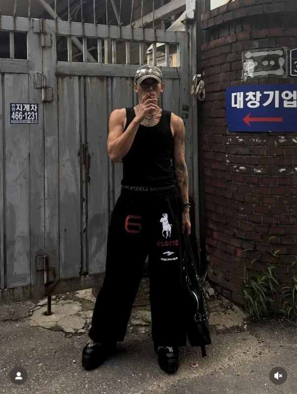 Angel Warhorse Embroidered American Retro Wide-leg Corset Sweatpants Baggy Fit Men Jogger Pants Trousers