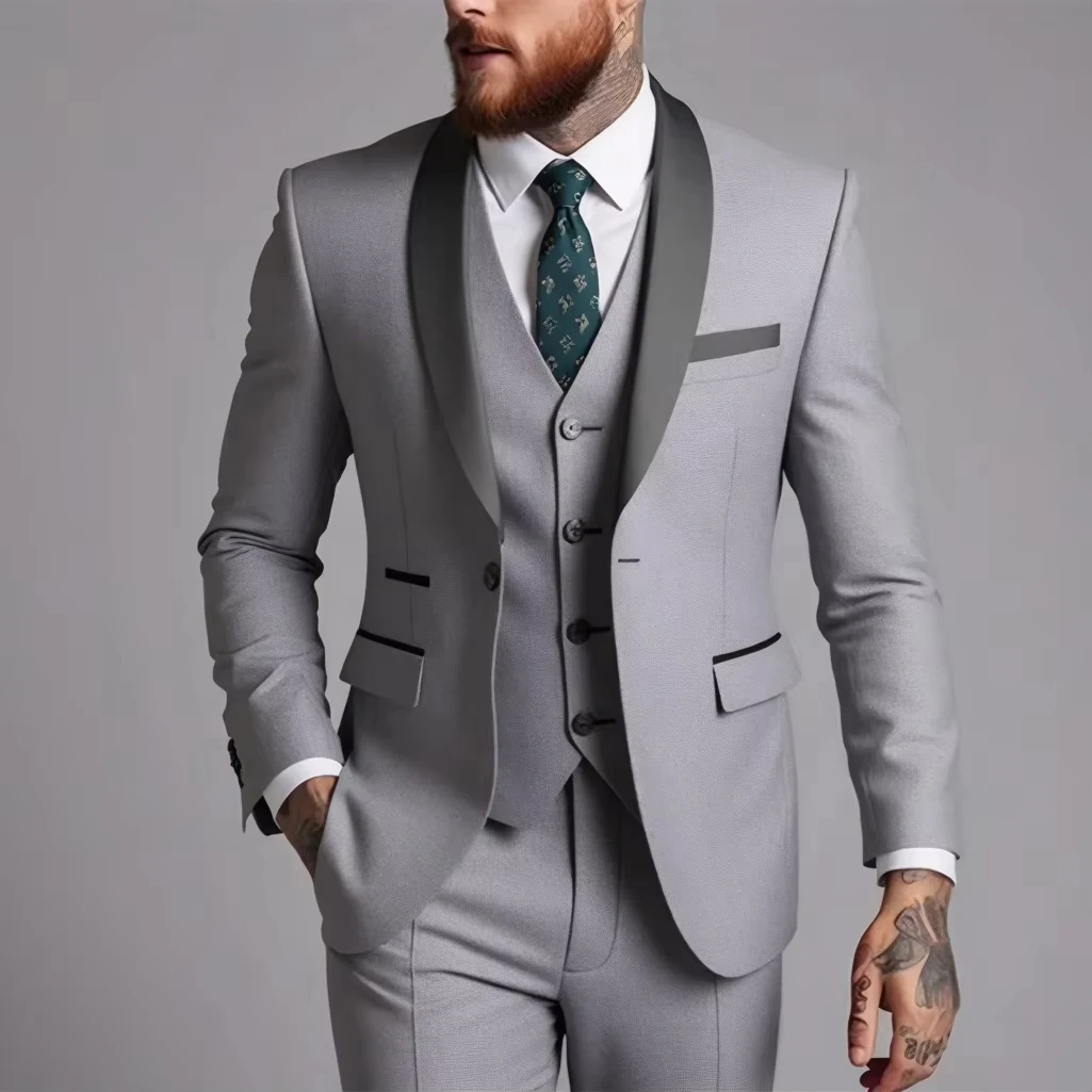 High-quality Fashionable and Stylish New Business Casual Suit Set For Men's Wedding Dress Suit Set Of Three Pieces