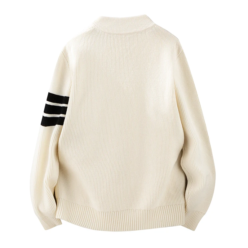 Affordable Luxury Men Long-Sleeved Sweater Jacket Round Neck Real Pocket Single-Breasted Knitwear Classic Trend Men's Clothing