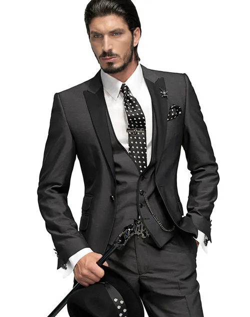 Men's Suit Slim Fit 3 Pieces Burgundy Tuxedo Gentle-Mens Wedding Suits Notch Lapel Groom Terno (Jacket+Pants+Vest)