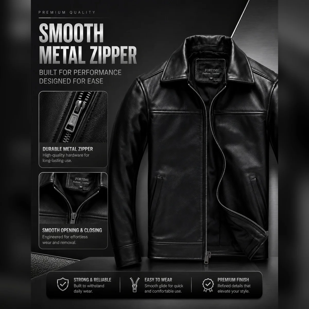 Men's Genuine Cowhide Leather Jacket Black Lapel Biker Coat Slim Fit Wind Proof Motorcycle Zip Up Casual Autumn Winter Outerwear