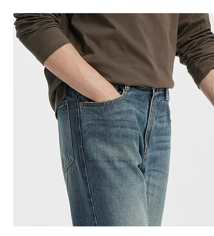 Semir Men Jeans Retro Washed Loose Straight Soft Durable Denim Casual Style Autumn Long Pants Outdoor Wear 2026