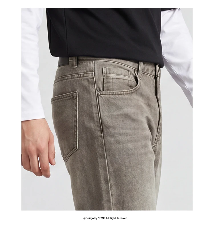 Semir Men Jeans Retro Washed Loose Straight Soft Durable Denim Casual Style Autumn Long Pants Outdoor Wear 2026
