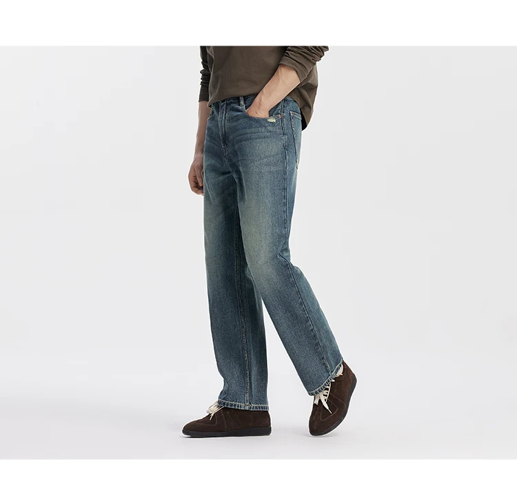 Semir Men Jeans Retro Washed Loose Straight Soft Durable Denim Casual Style Autumn Long Pants Outdoor Wear 2026