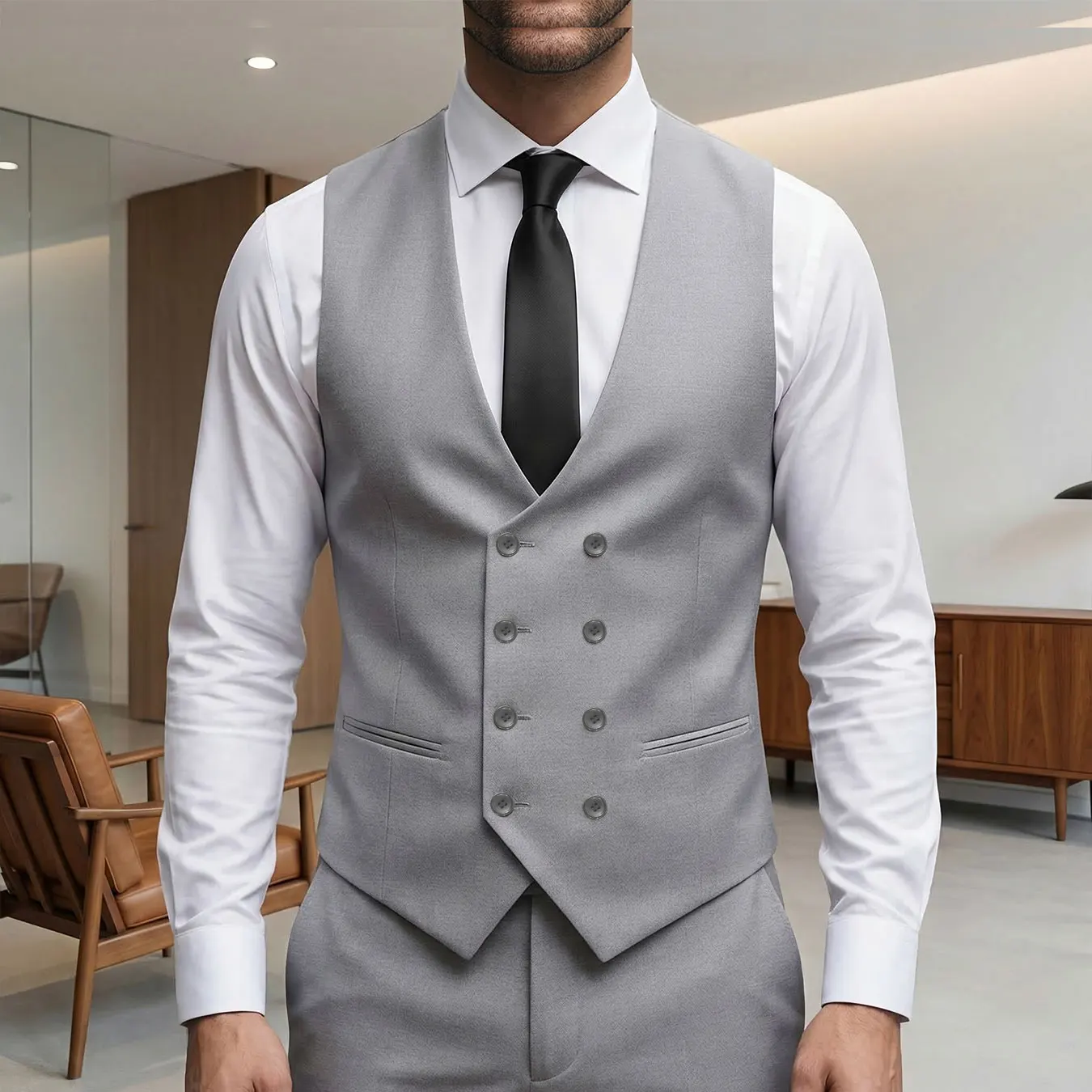 Men's Slim-Fit Three-Piece Suit for Business Professionals, Wedding Groomsman and Groom, and Men Attending Formal Dinners or Balls
