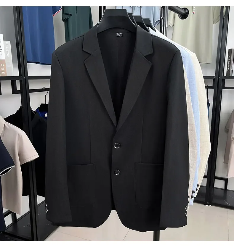 Mens Linen Blend Suit Jacket Lightweight Smart Casual Blazer Summer Sun Protection Outerwear Coat Wedding Prom Vacation Beach