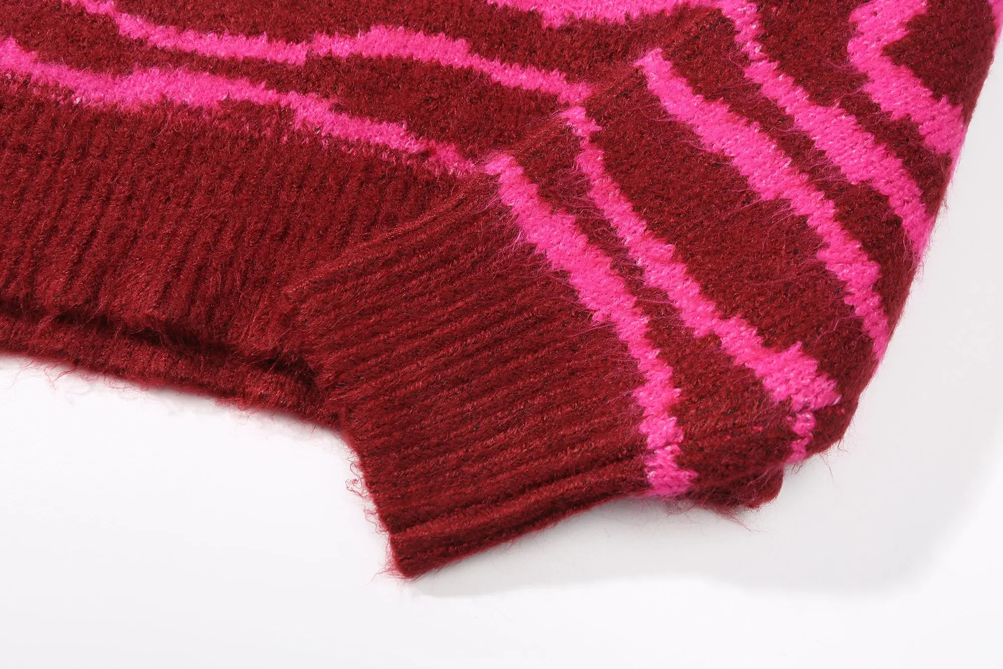 Drew House Tiger Stripe Knit Sweater Men Women Pink Striped Crew Neck Jumper Classic Smiley Embroidery Oversized Street