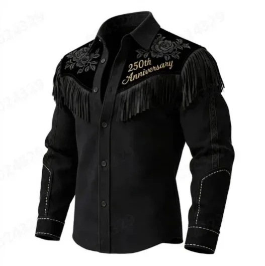 Cowboy Tee Shirts For Men Fashion Vintage Suede Fringe Jacket Long Sleeve Button Design Casual Party Wear Popular Tops For Man