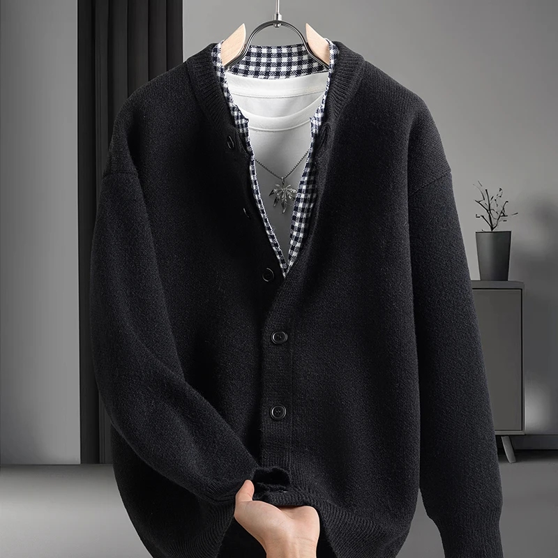 High Quality Man Long Sleeved Knitted Cardigan Round Neck Button Autumn Winter New Cardigan Jacket Fashion Versatile Menswear