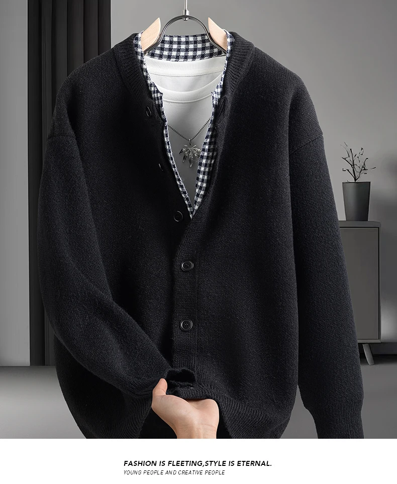 High Quality Man Long Sleeved Knitted Cardigan Round Neck Button Autumn Winter New Cardigan Jacket Fashion Versatile Menswear
