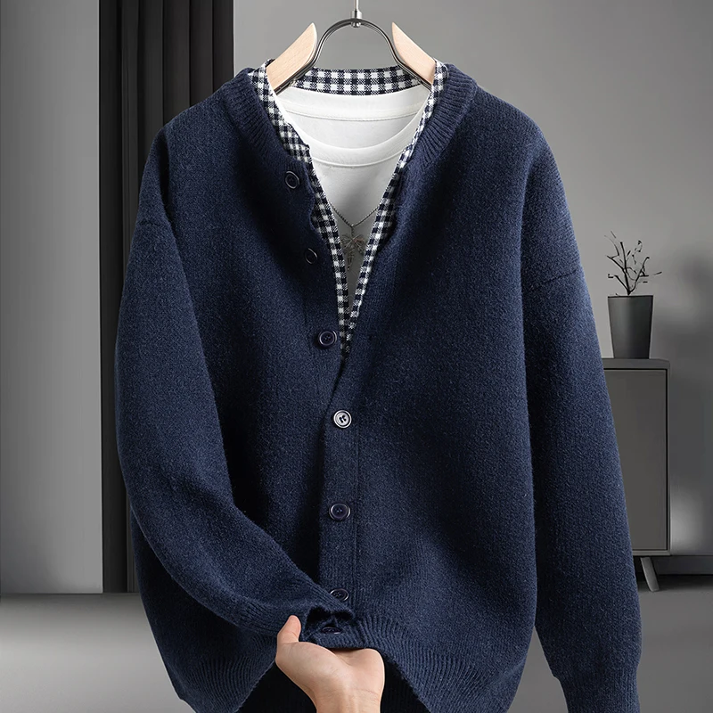 High Quality Man Long Sleeved Knitted Cardigan Round Neck Button Autumn Winter New Cardigan Jacket Fashion Versatile Menswear