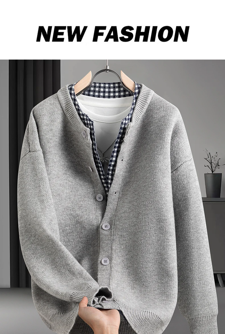 High Quality Man Long Sleeved Knitted Cardigan Round Neck Button Autumn Winter New Cardigan Jacket Fashion Versatile Menswear