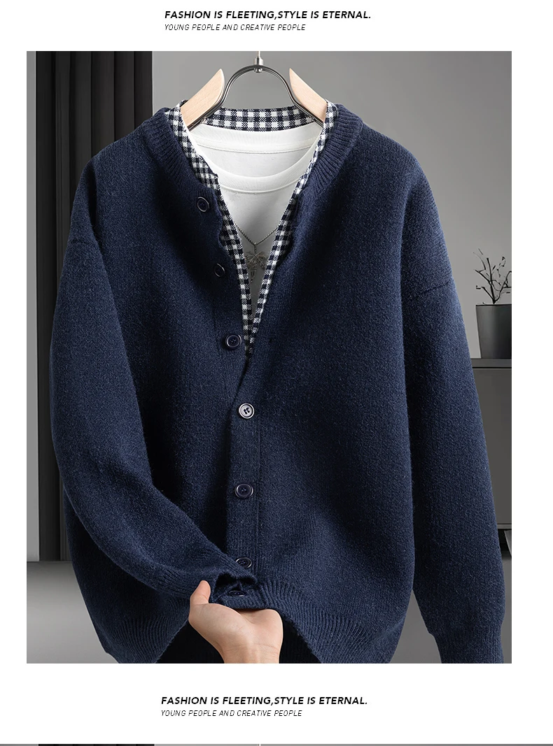 High Quality Man Long Sleeved Knitted Cardigan Round Neck Button Autumn Winter New Cardigan Jacket Fashion Versatile Menswear