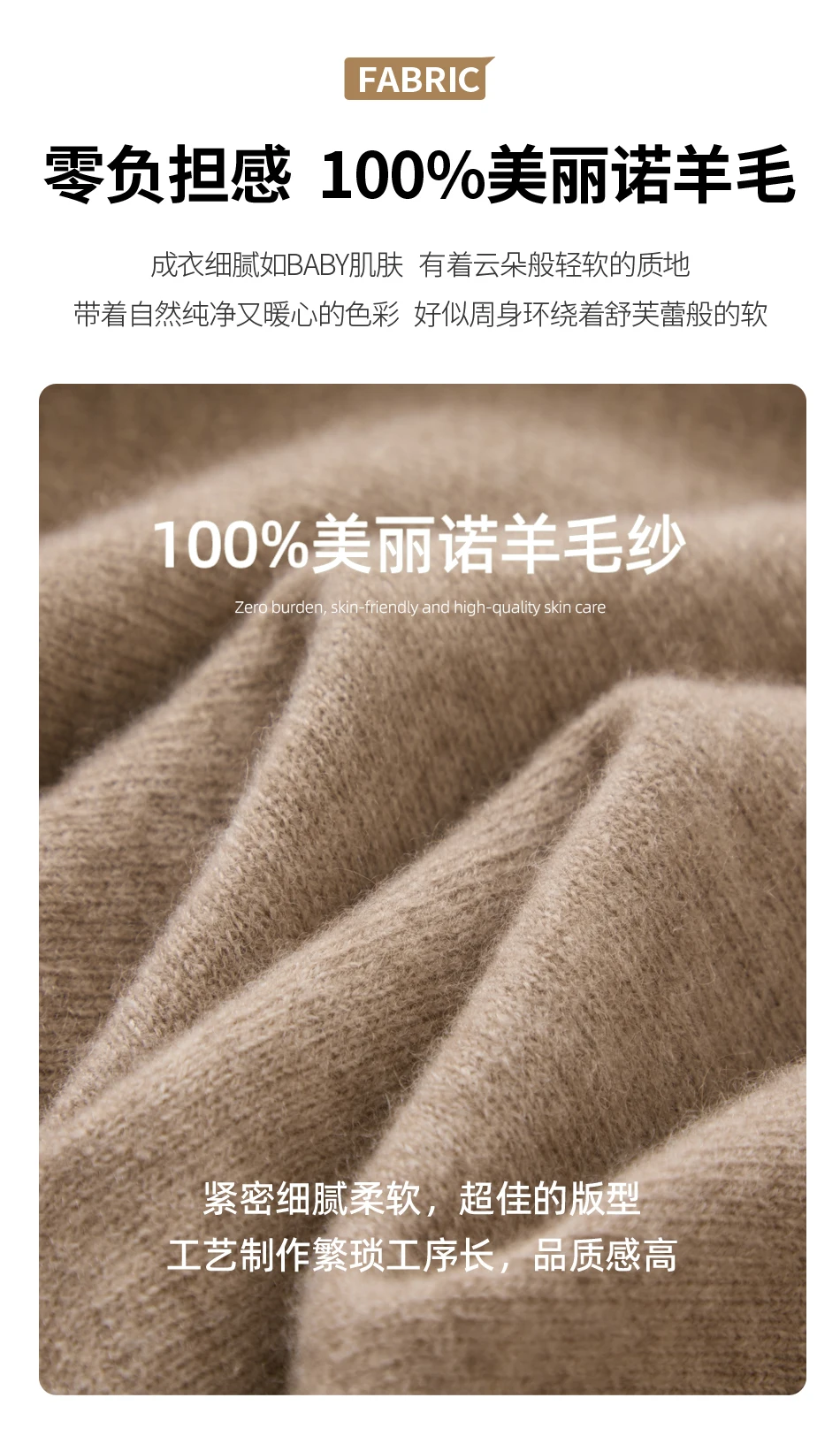 Winter New 100% Pure Wool Sweater Men's Half High Collar Zipper Sweater Warm Casual Loose Knitted Versatile Base Sweater Camel