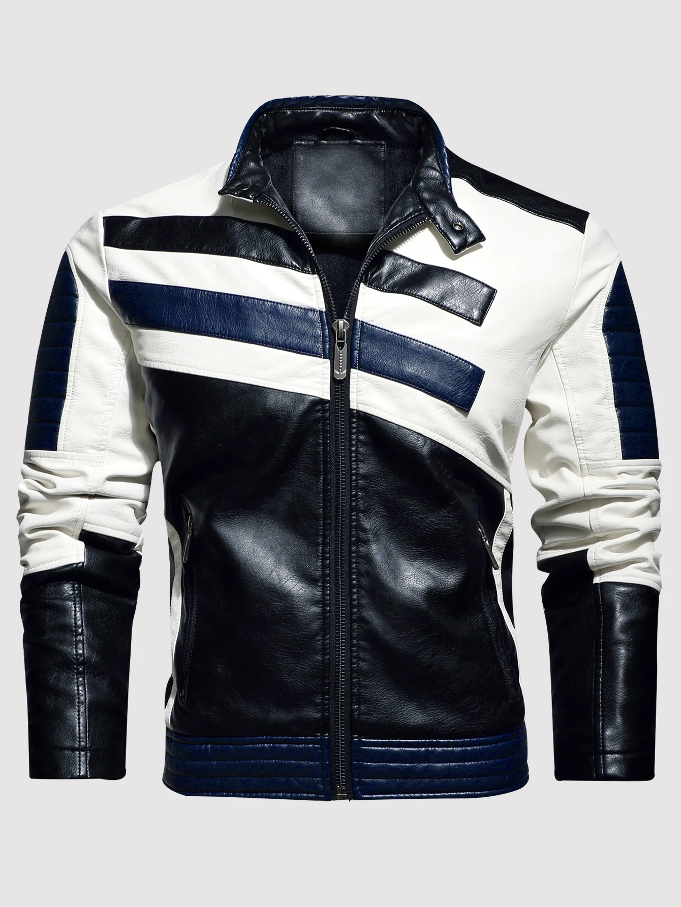 Men's PU Leather Coat Thickened Biker Jacket