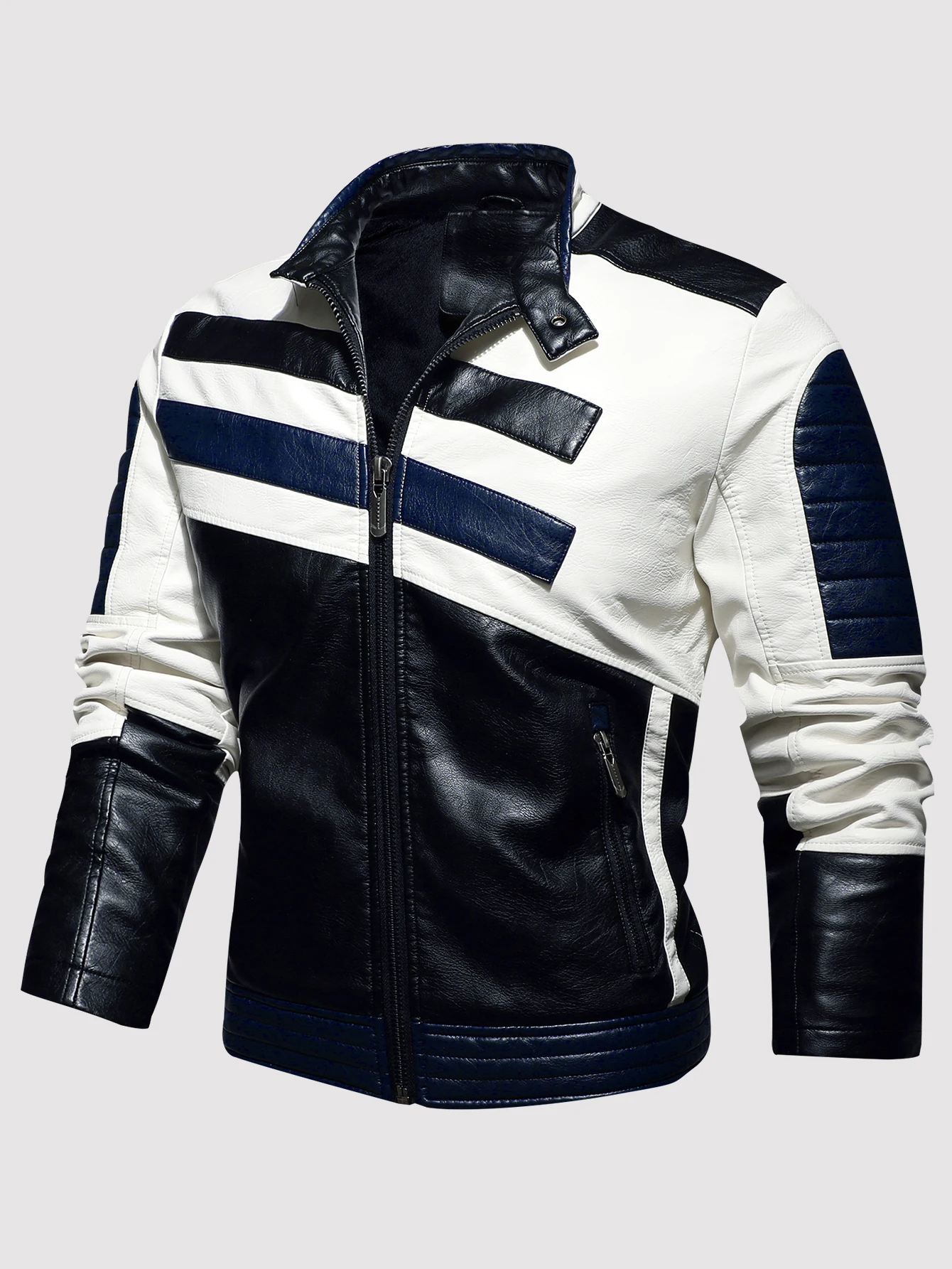 Men's PU Leather Coat Thickened Biker Jacket