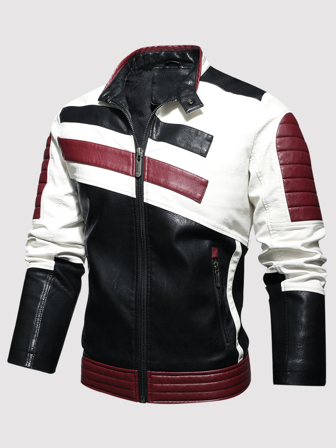 Men's PU Leather Coat Thickened Biker Jacket
