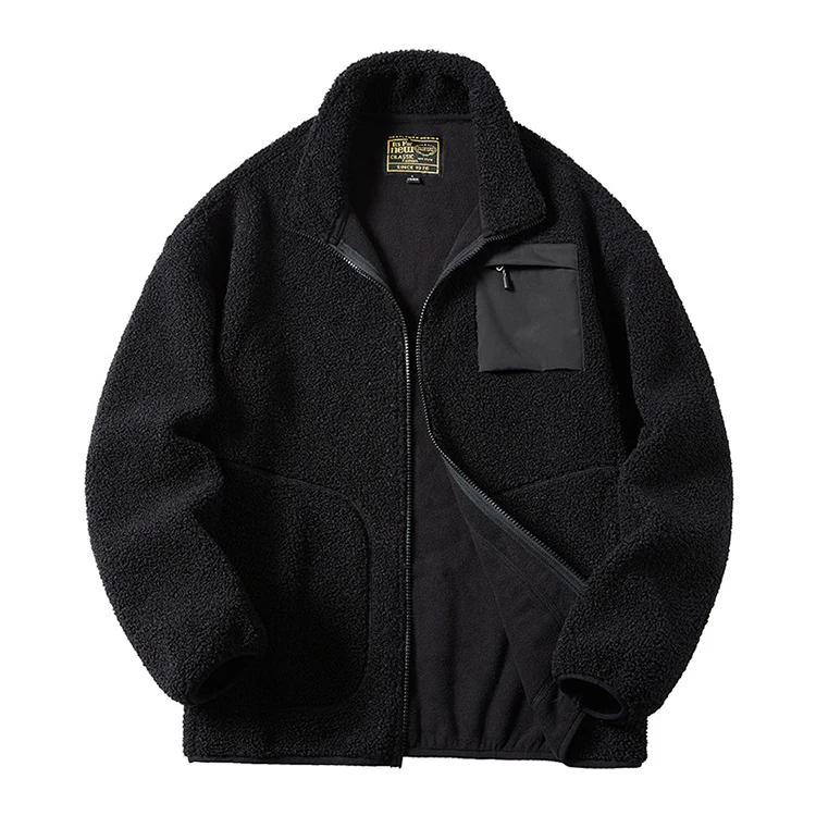 2024 Fashion Fleece Jackets Man Trendy Lamb Wool Coats Outdoor Sports Thick Warm Casual Streetwear Coats Windproof Jacket Male