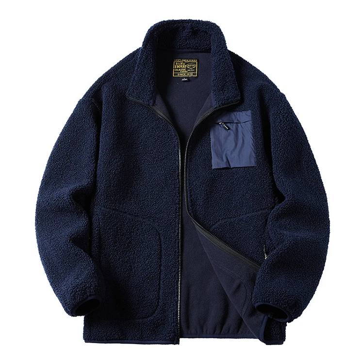2024 Fashion Fleece Jackets Man Trendy Lamb Wool Coats Outdoor Sports Thick Warm Casual Streetwear Coats Windproof Jacket Male