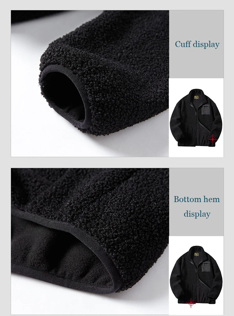 2024 Fashion Fleece Jackets Man Trendy Lamb Wool Coats Outdoor Sports Thick Warm Casual Streetwear Coats Windproof Jacket Male