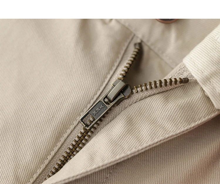 Straight pants American casual Chino cargo retro simple beige white khaki cotton casual pants for men