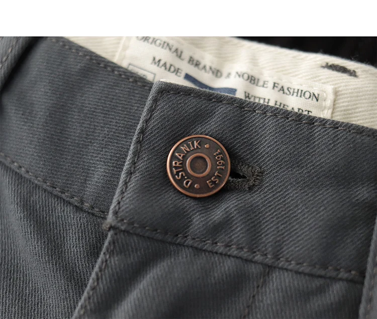 Straight pants American casual Chino cargo retro simple beige white khaki cotton casual pants for men