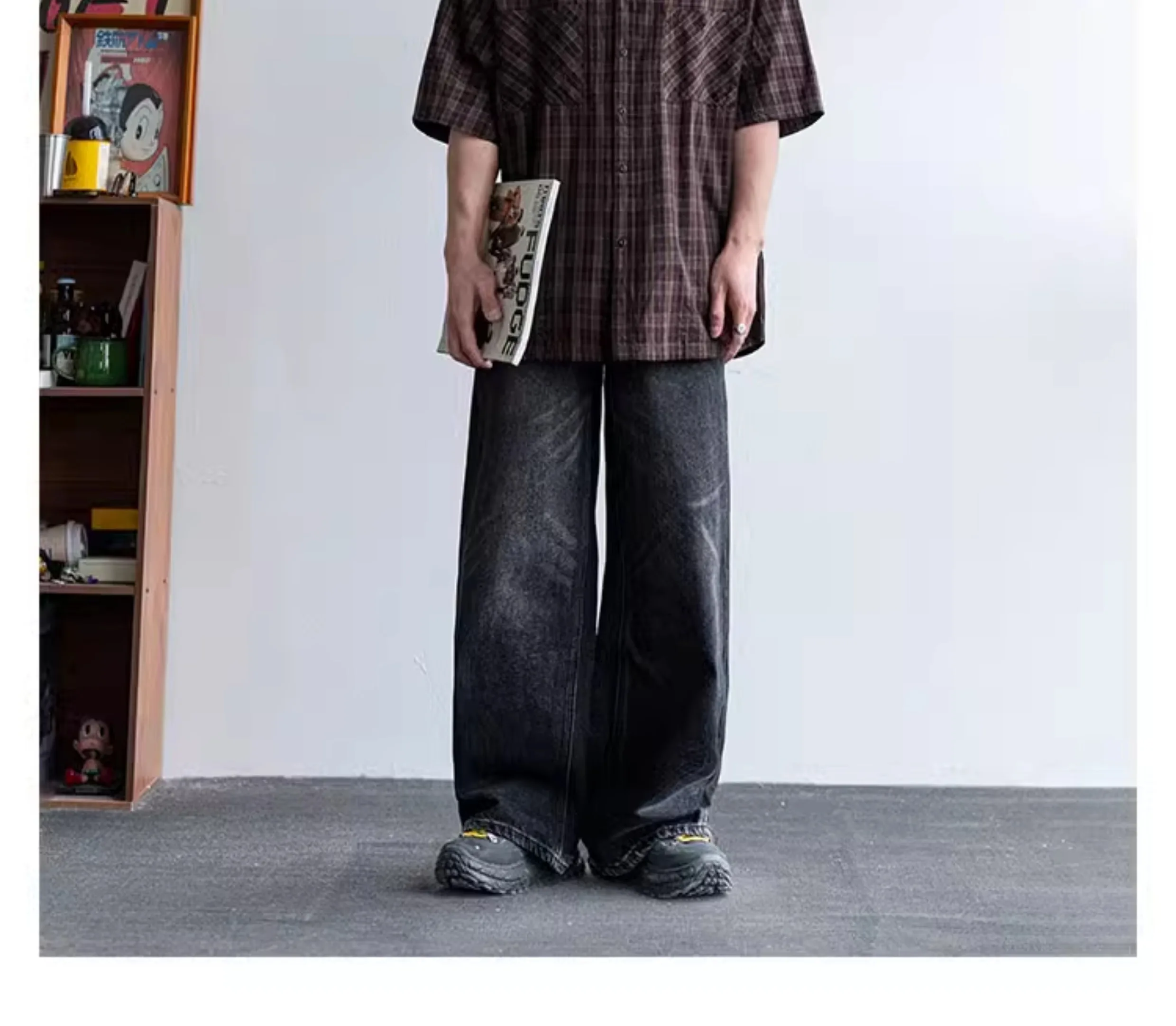 Summer Men Streetwear Fashion Vintage Pure Cotton Plaid Loose Casual Oversize Short Sleeve Cargo Shirt Cityboy Blouses