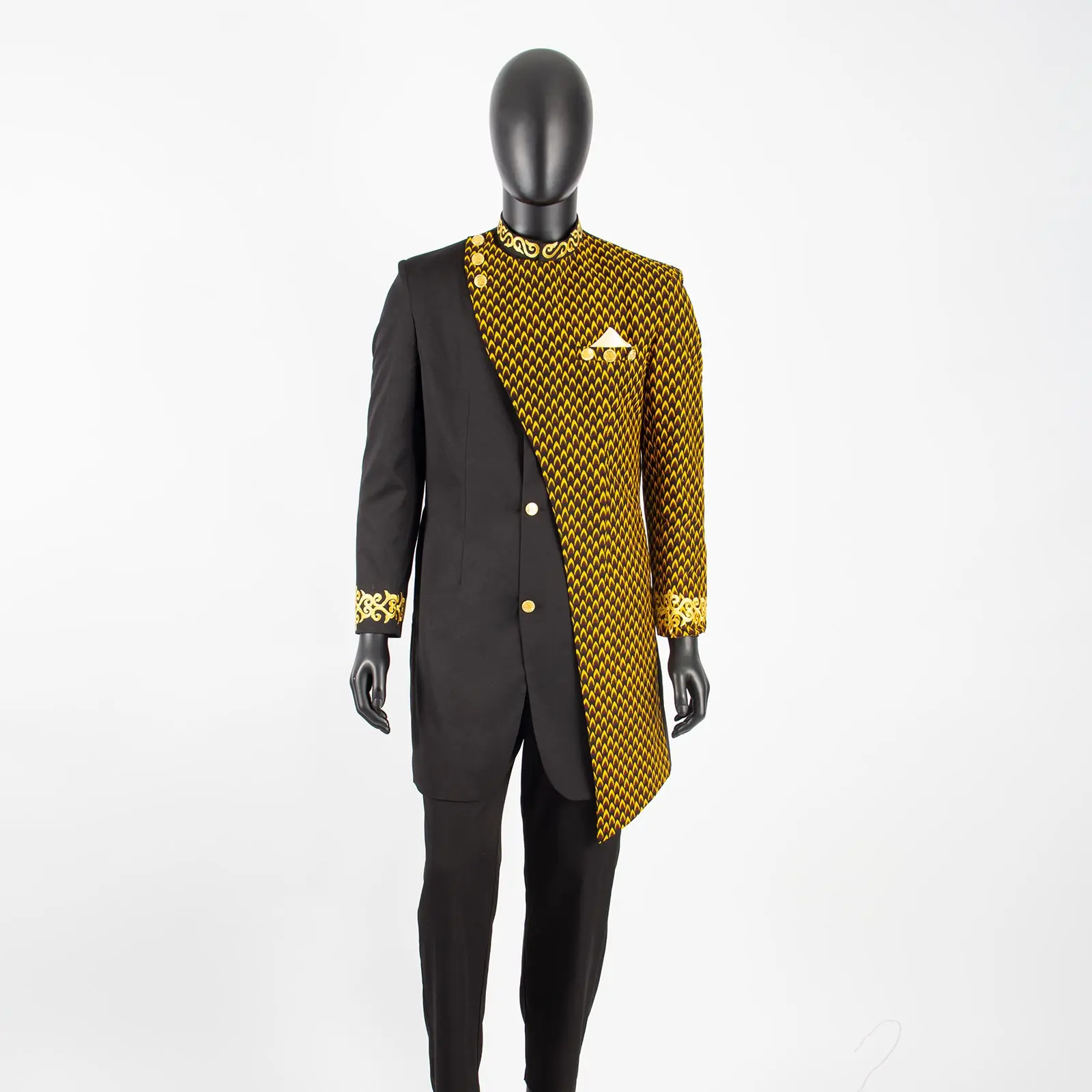 African Suits for Men Embroidery Print Blazer and Pants Set Business Dress Suit with Kerchief Party Wedding Evening A2316023